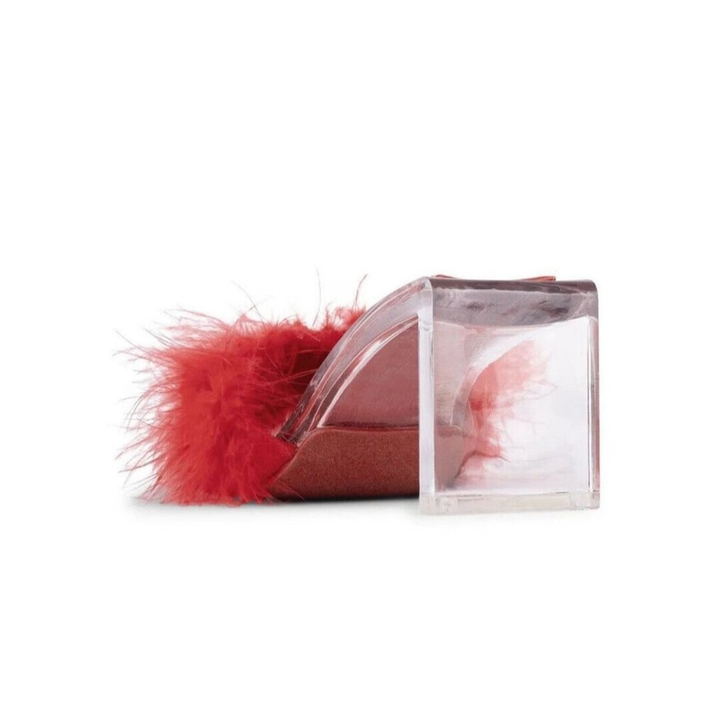 Jeffrey Campbell Luxuries Acrylic Sandal with Red Genuine Feather Size US 6 - Picture 5 of 6